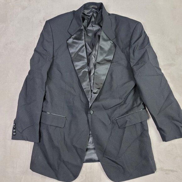 Giorgio Sant Angelo Vintage Black 100% Wool Men's Blazer Coat | Size 44L - Picture 1 of 8